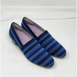 SAS Brenda Pumps Blue Striped Fabric Comfort Shoes Dress Women's Size 7W
